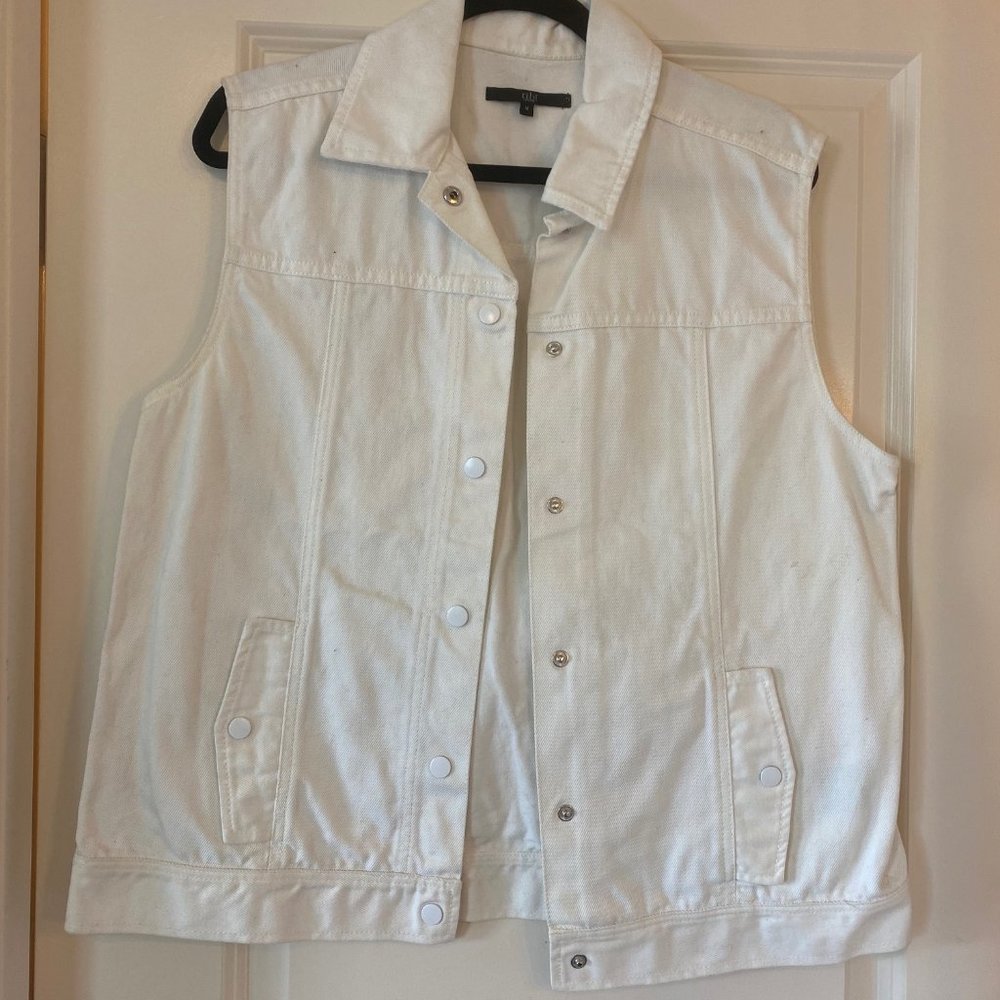 Tibi White Denim Vest Medium